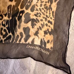 Dana Buchman Animal Print Cheetah Scarf in Black and Tan